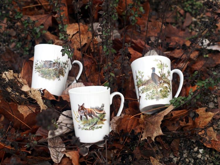 Kaffeebecher, Teetasse groß 270ml, Jagdmotiv Fuchs, Fasan, Hase