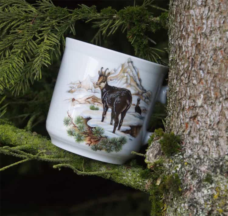 Frühstücksporzellan Becher Sina groß mit Gämse