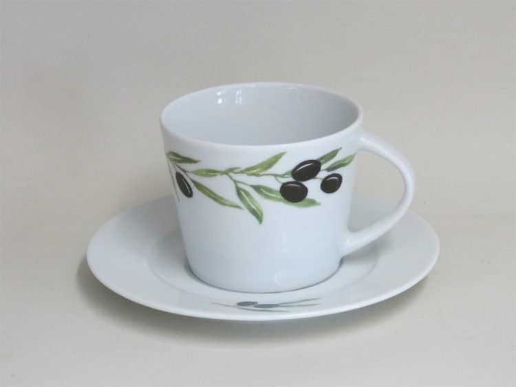 Moderne Tasse Olivenband Unterteller mit Oliven Bits