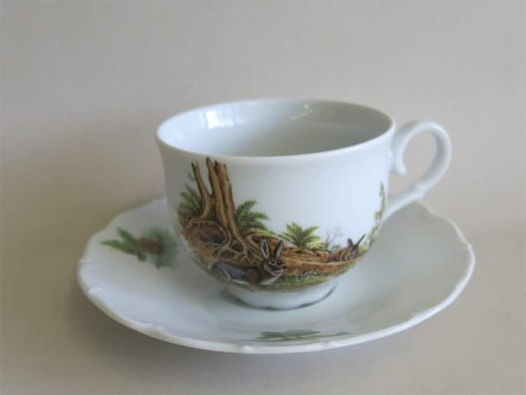 Teetasse Ofelie Jagdmotiv Wildkaninchen