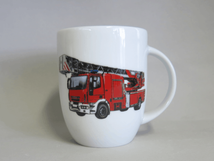 Kinder- oder Frühstücksset rundlicher Becher Daria, Feuerwehr realistisch