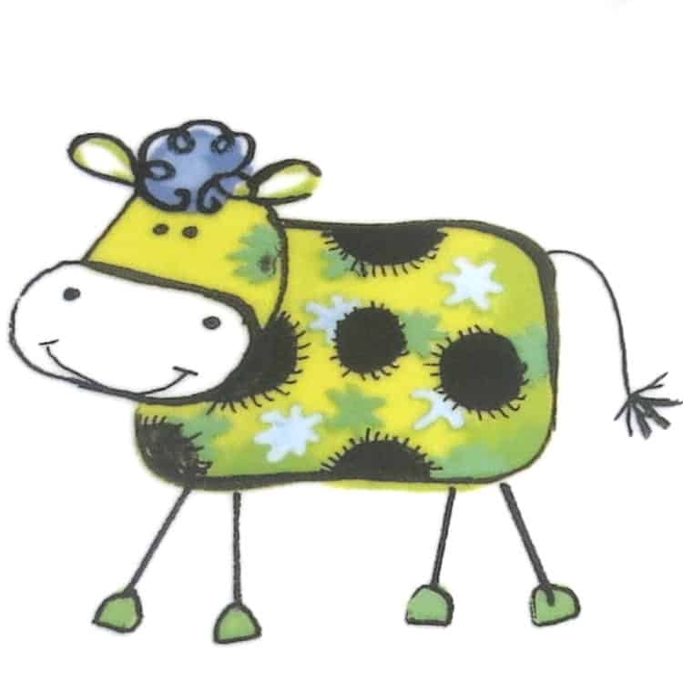 Kunterbunt Kuh gelb Kindergarten Porzellan Motiv
