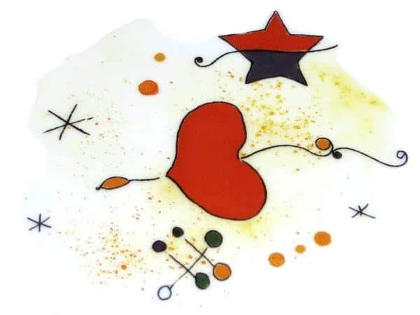 Rotes Herz Motiv angelehnt an den Künstler Miro
