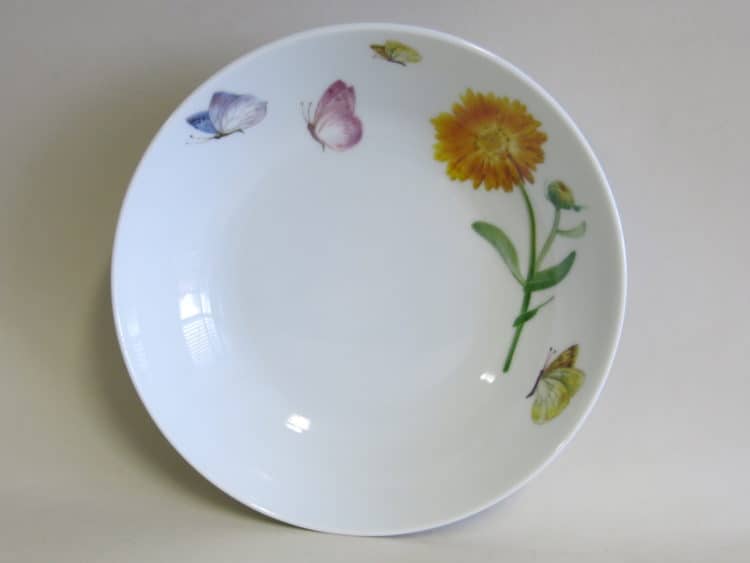 Frühstücksgeschirr Porzellan tiefe Schale 18 cm Ringelblume und Schmetterlingen