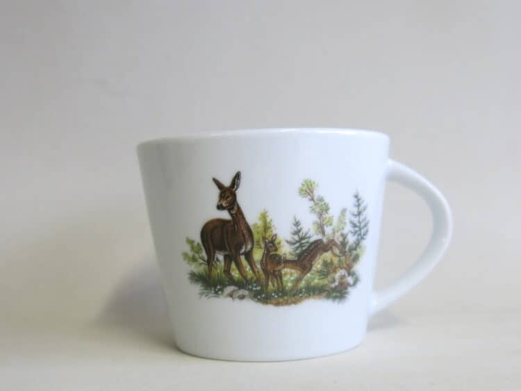 Porzellan Tasse Clio Jagdmotiv Reh und Kitze