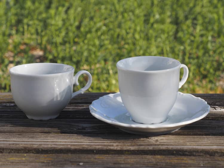 Teetasse Ofelie und Kaffeetasse Ofelie mit Unterteller