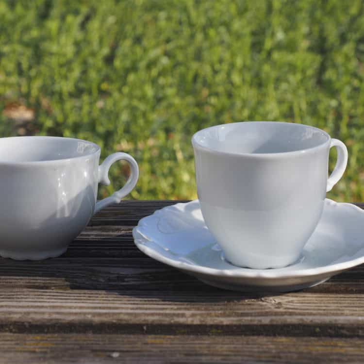 Teetasse Ofelie und Kaffeetasse Ofelie mit Unterteller