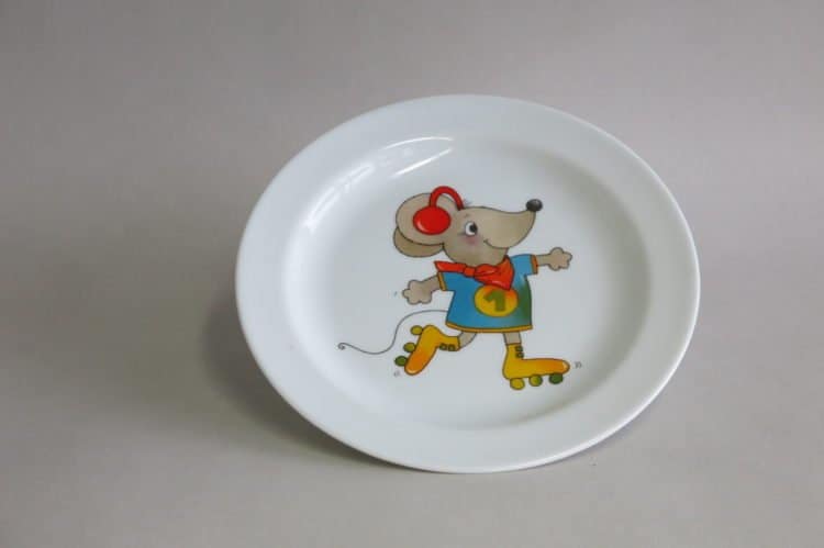 Kindergeschirr Porzellan Teller 19 cm mit Maus