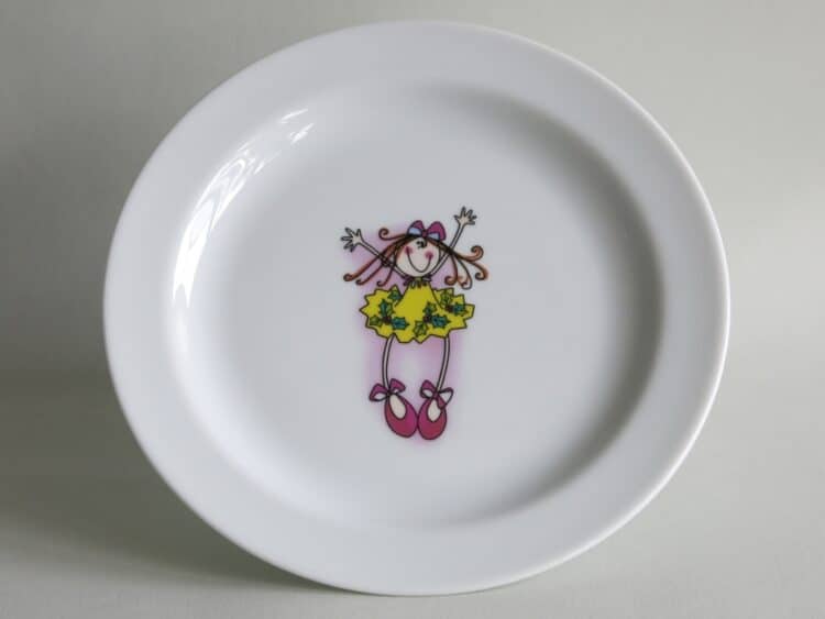 Frühstücksgeschirr Porzellan flacher Teller 19cm mit Ballerina Püppi