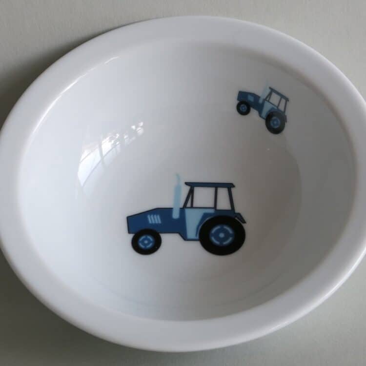 Kindergeschirr Porzellan Müslischüssel 16cm mit blauem Traktor