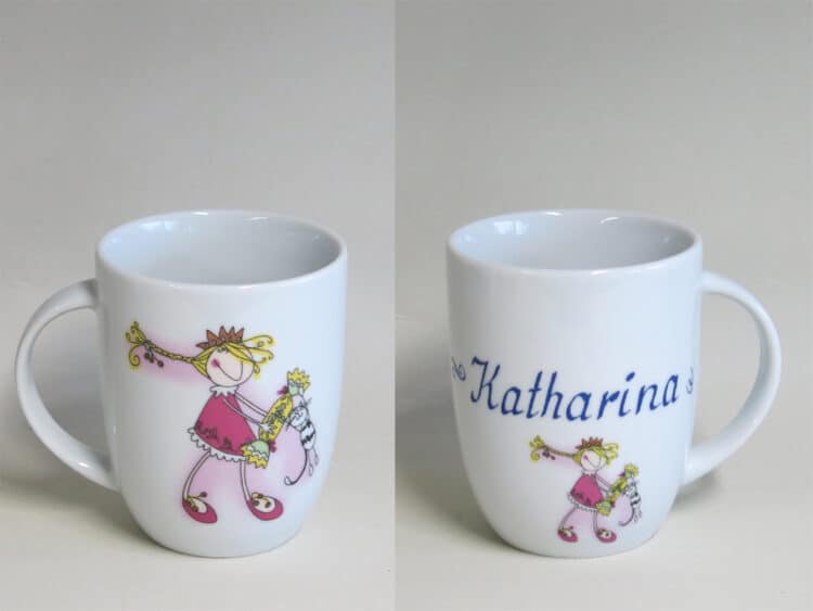 Frühstücksgeschirr Porzellan rundlicher Becher 260ml mit Prinzessin Mia und Namen