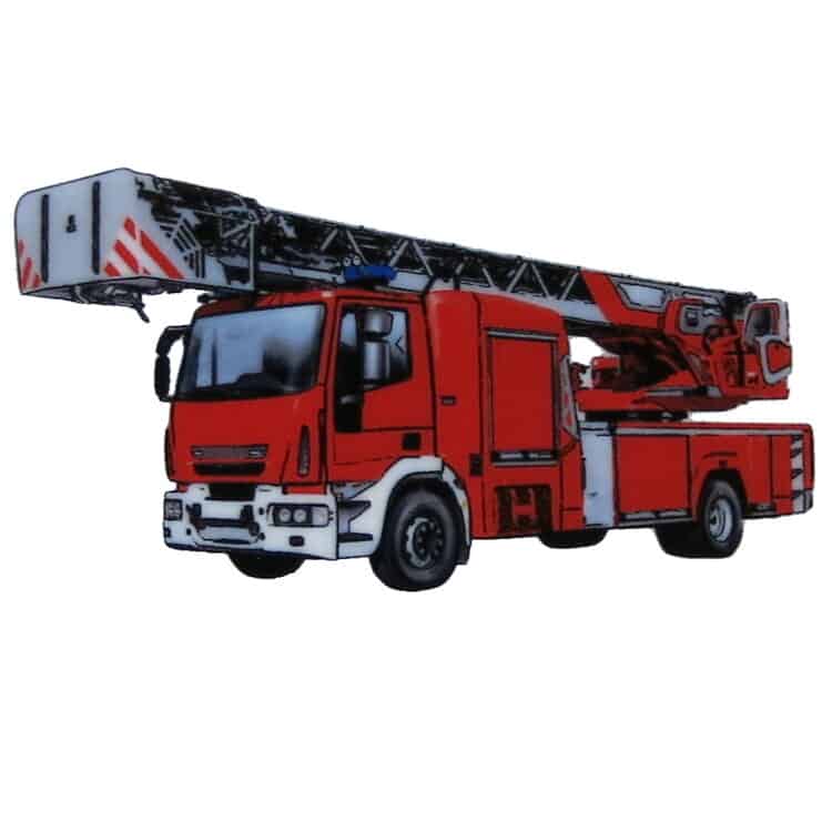 Roter Feuerwehrwagen mit Leiter auf Porzellan