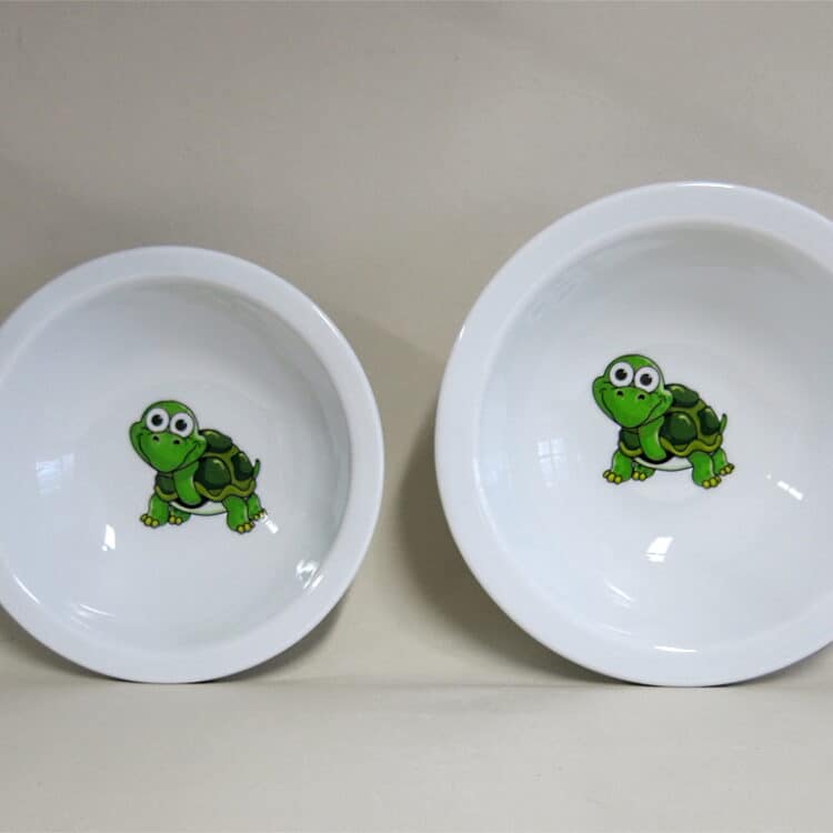 Kindergartenporzellan Schüssel Scandia 13 cm und 16 cm Schorschi Schildkröt