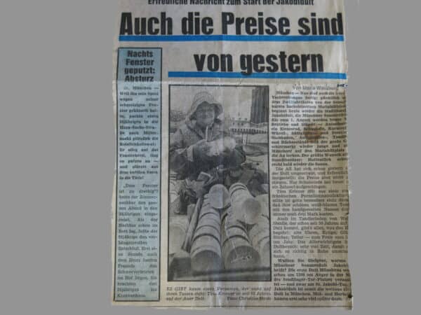 Artikel Abendzeitung München über Auerdult vom 25. -26. August 1975