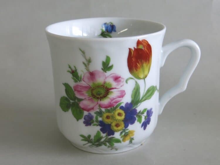 Becher Anna Blumenbukett Bukett Art 1090 Rosa Wildrose und orangene Tulpe 1090