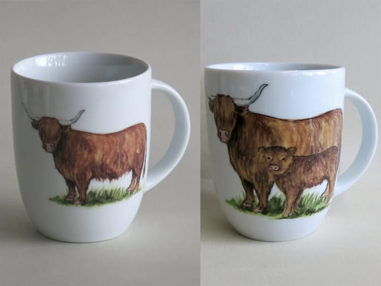 Namenstasse Porzellan rundlicher Becher Daria 260ml mit Hochlandrind