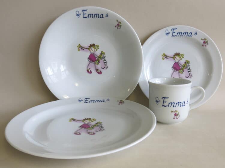 Set Essteller Prinzessin Mia mit Namen und Namenstasse Becher Kid