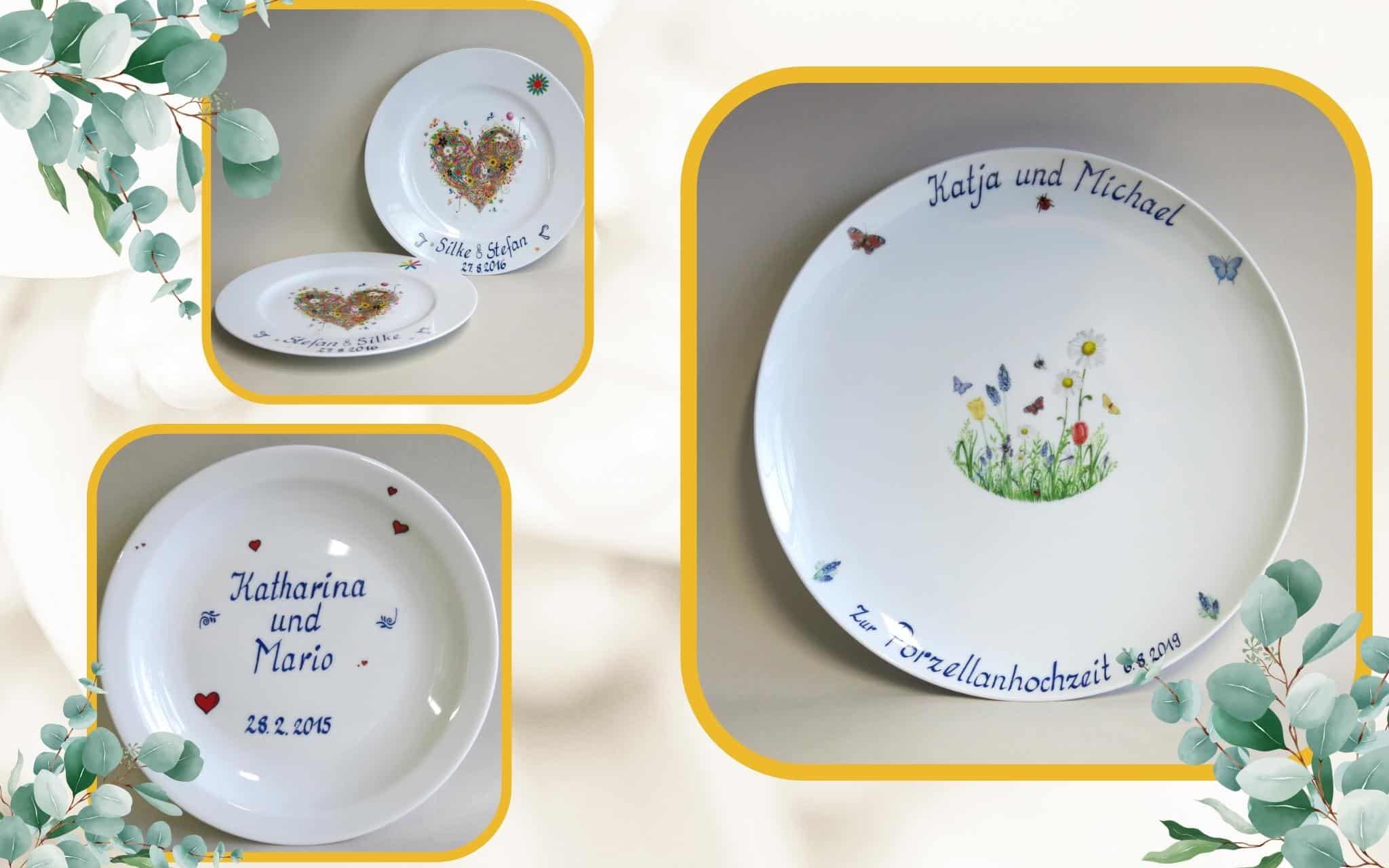 Hochzeitsteller Porzellan im Hinterhof