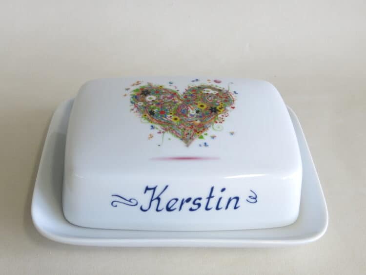 Butterdose Krystof 250g mit Sommerherz und Name