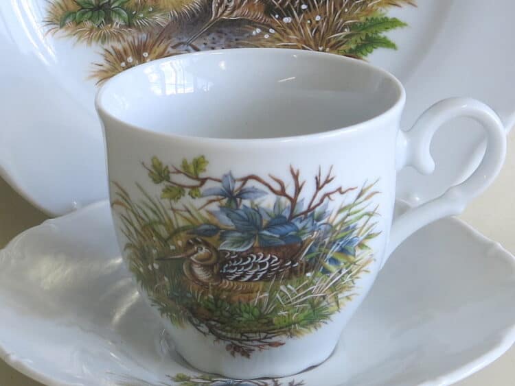 Ofelie Teetasse mit Untertasse Jagdmotiv Schnepfe