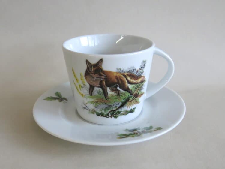 Tasse Clio und Unterteller Jagdmotiv Fuchs 2