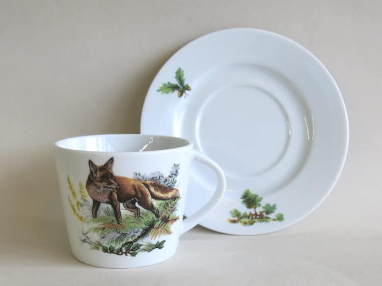 Tasse Clio und Unterteller Jagdmotiv Fuchs