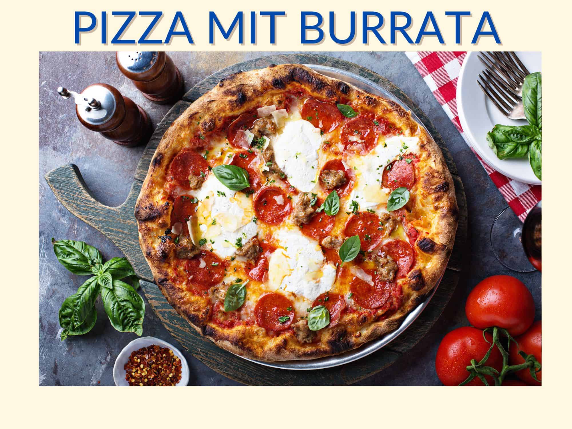 Pizza Burrata und Scharfer Salami für Blogbeitrag