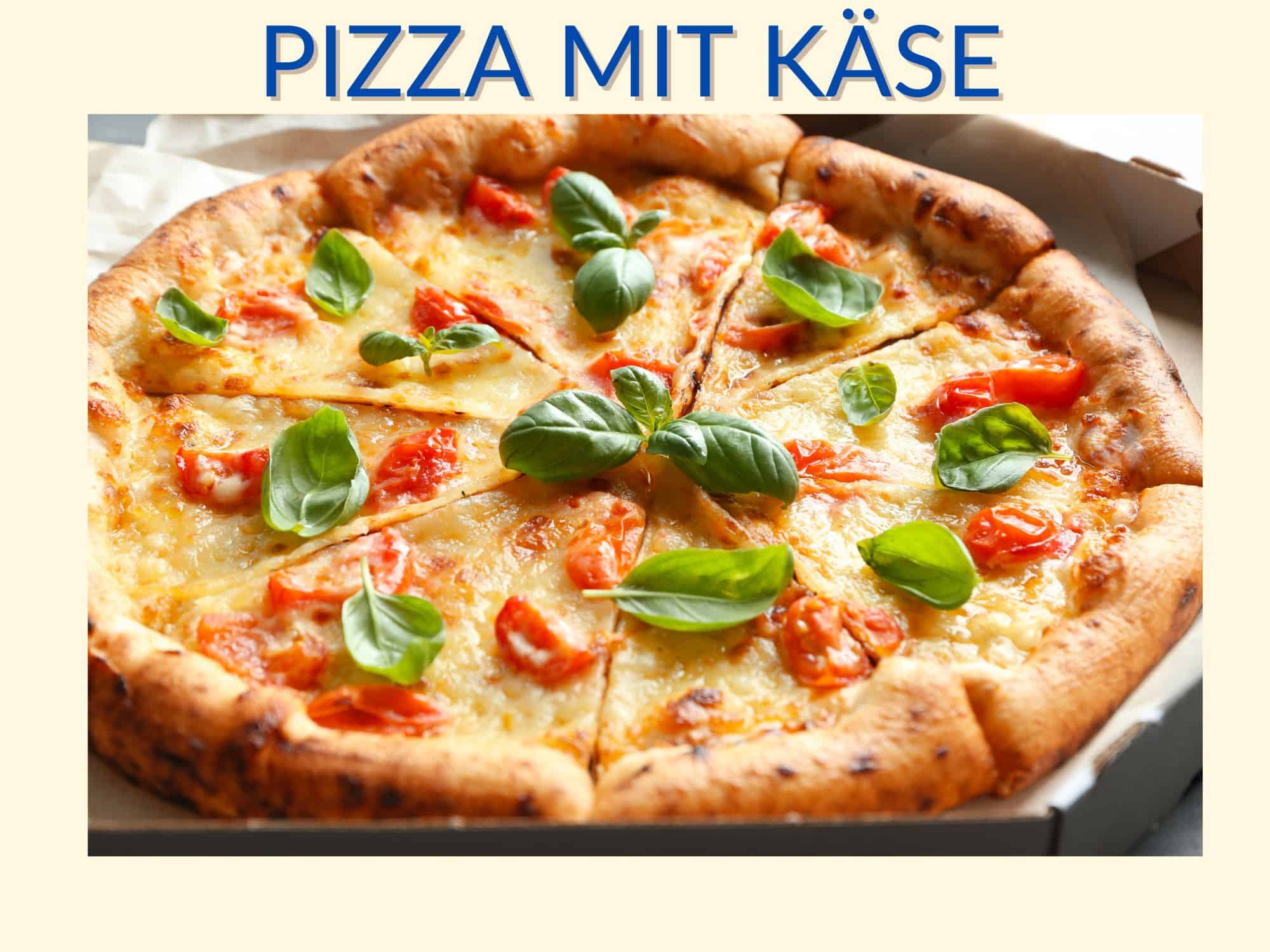 Pizza Käse und Kirschtomaten für Blogbeitrag