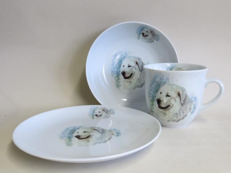 Frühstücksgeschirr Maremma Schäferhund Bowl Ole, Teller Ole Becher Mirek