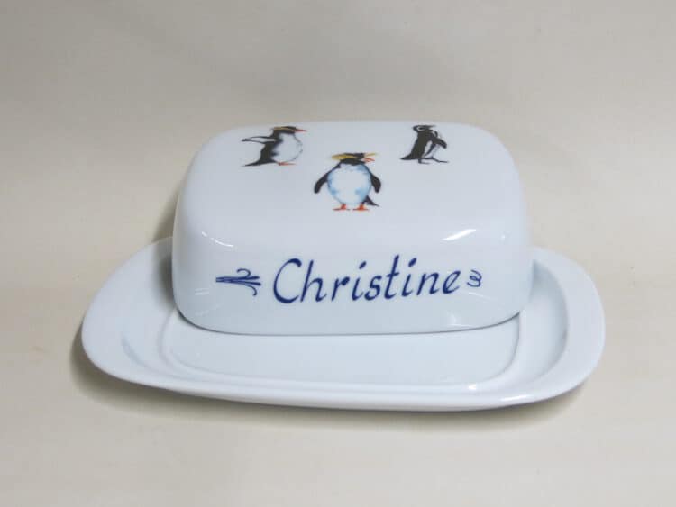 Butterdose König groß viele Pinguine personalisiert