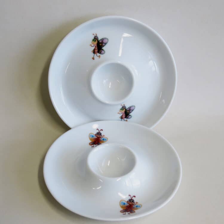 Flache Porzellan Eierbecher Ole Ferdi Falter und Eierbecher Trapo Smilla Schmetterling