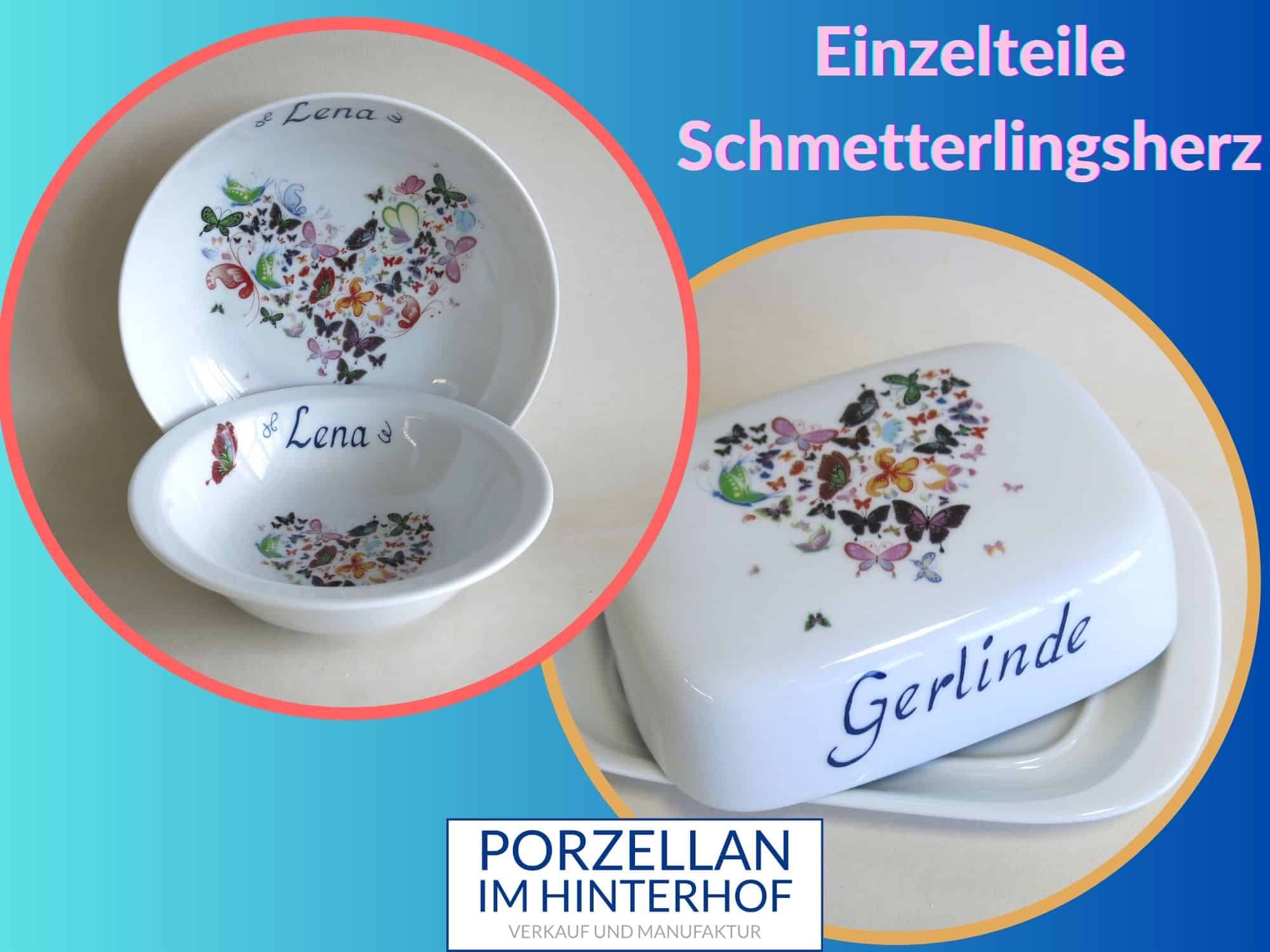  Bestseller März Porzellan Müslischüsseln und Butterdose Schmetterlingsherz