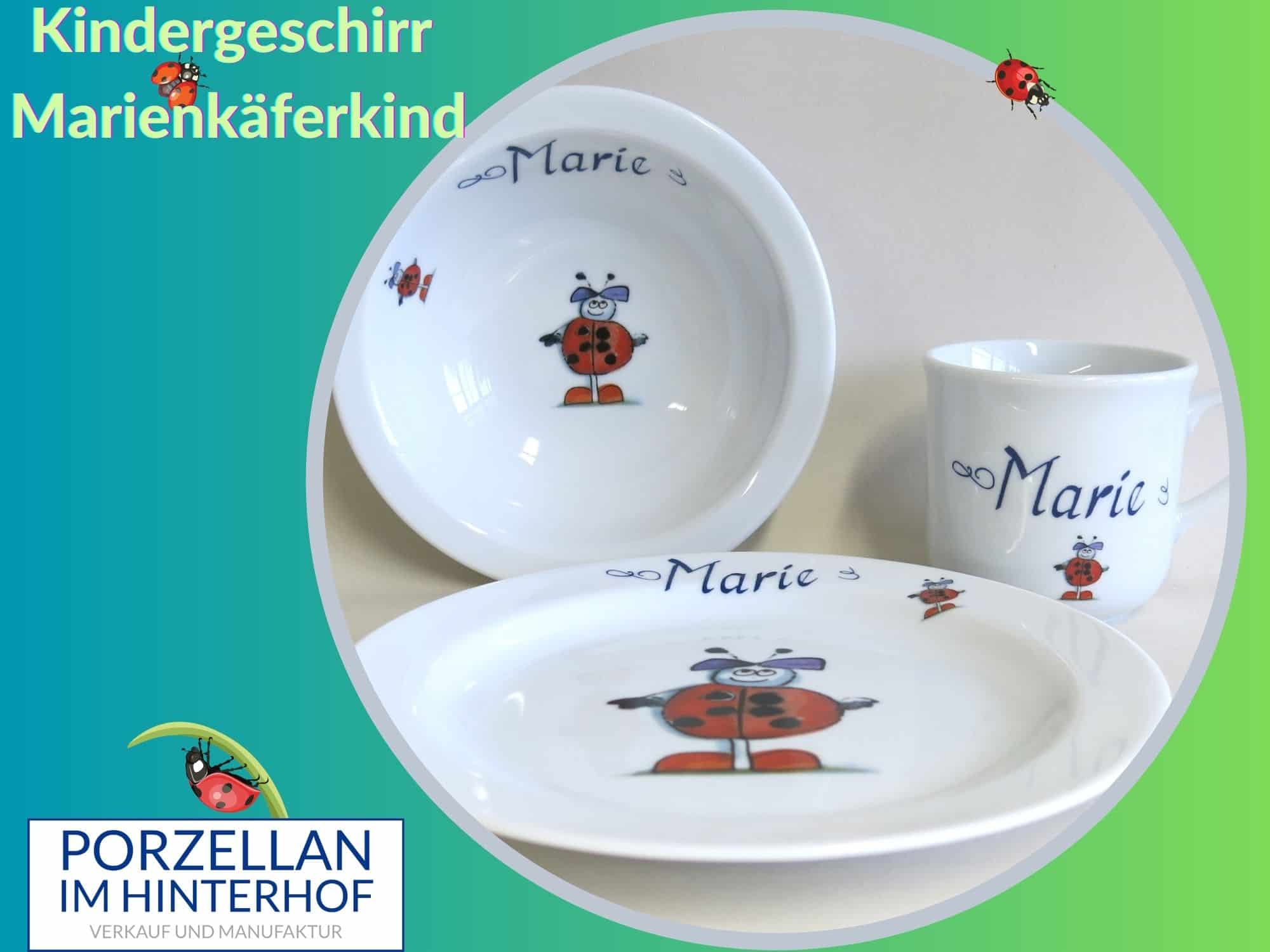 Porzellan Kindergeschirr Marienkäfer Kind