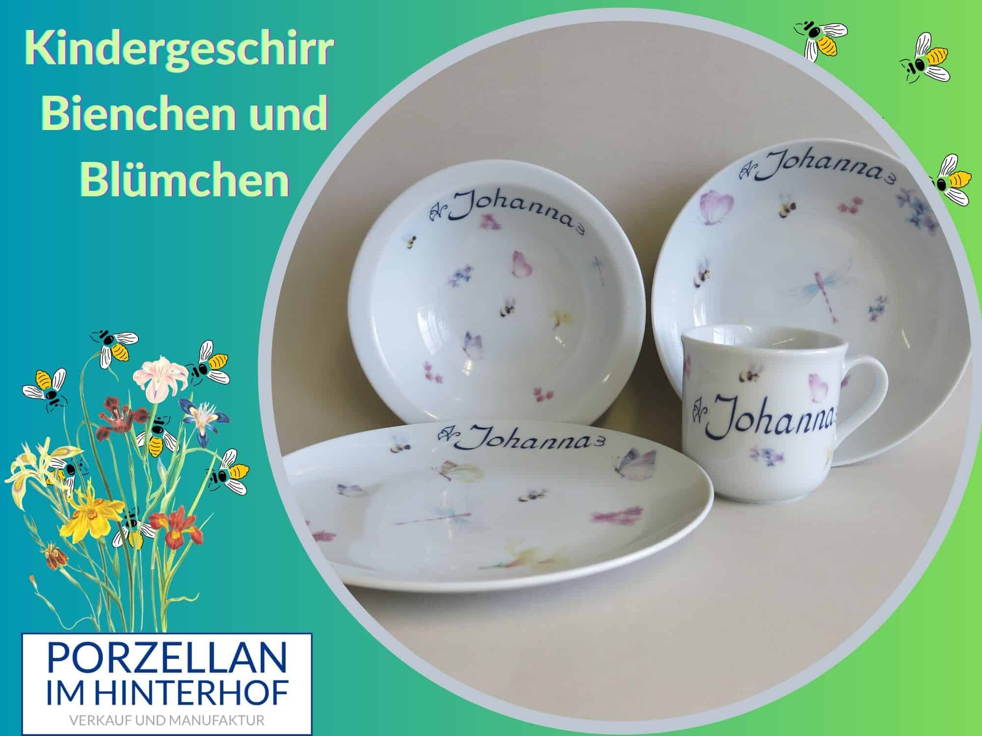 Porzellan Kindergeschirr Bienchen und Blümchen