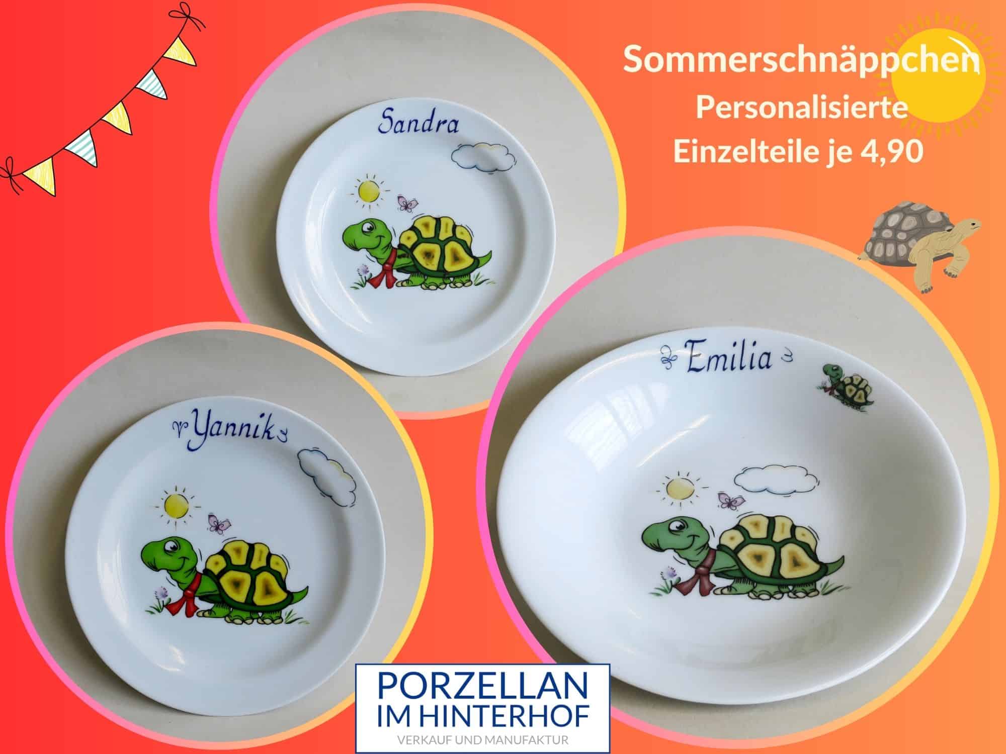 Sommer Schnäppchen Personalisierte Porzellan Einzelteile mit Schildkröte (1)