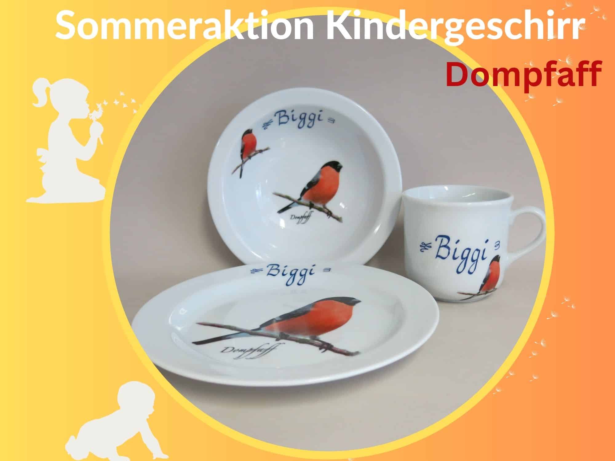 Sommeraktion 2023 Kindergeschirr aus Porzellan Dompfaff ohne logo