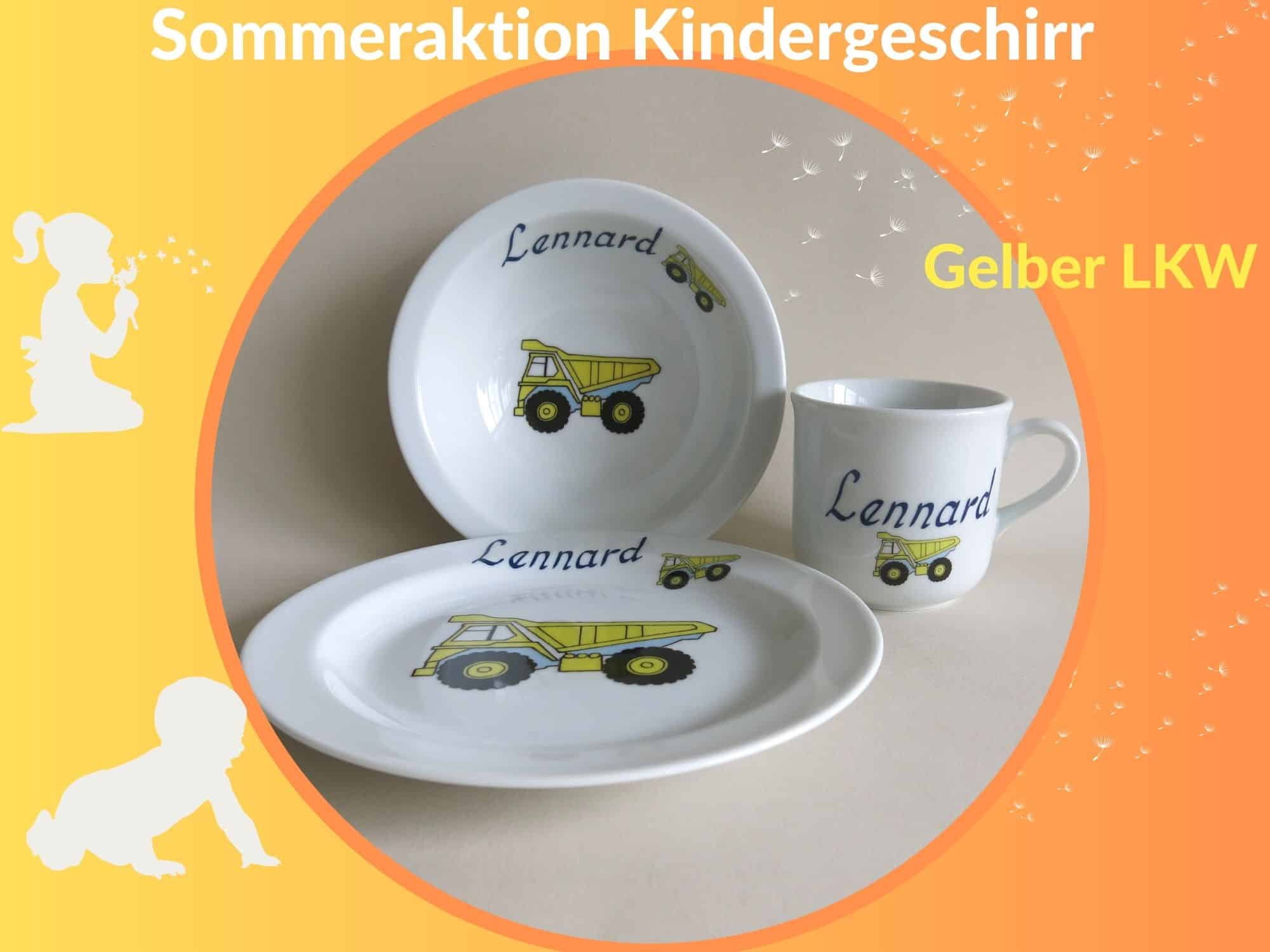 Sommeraktion 2023 Kindergeschirr gelber LKW