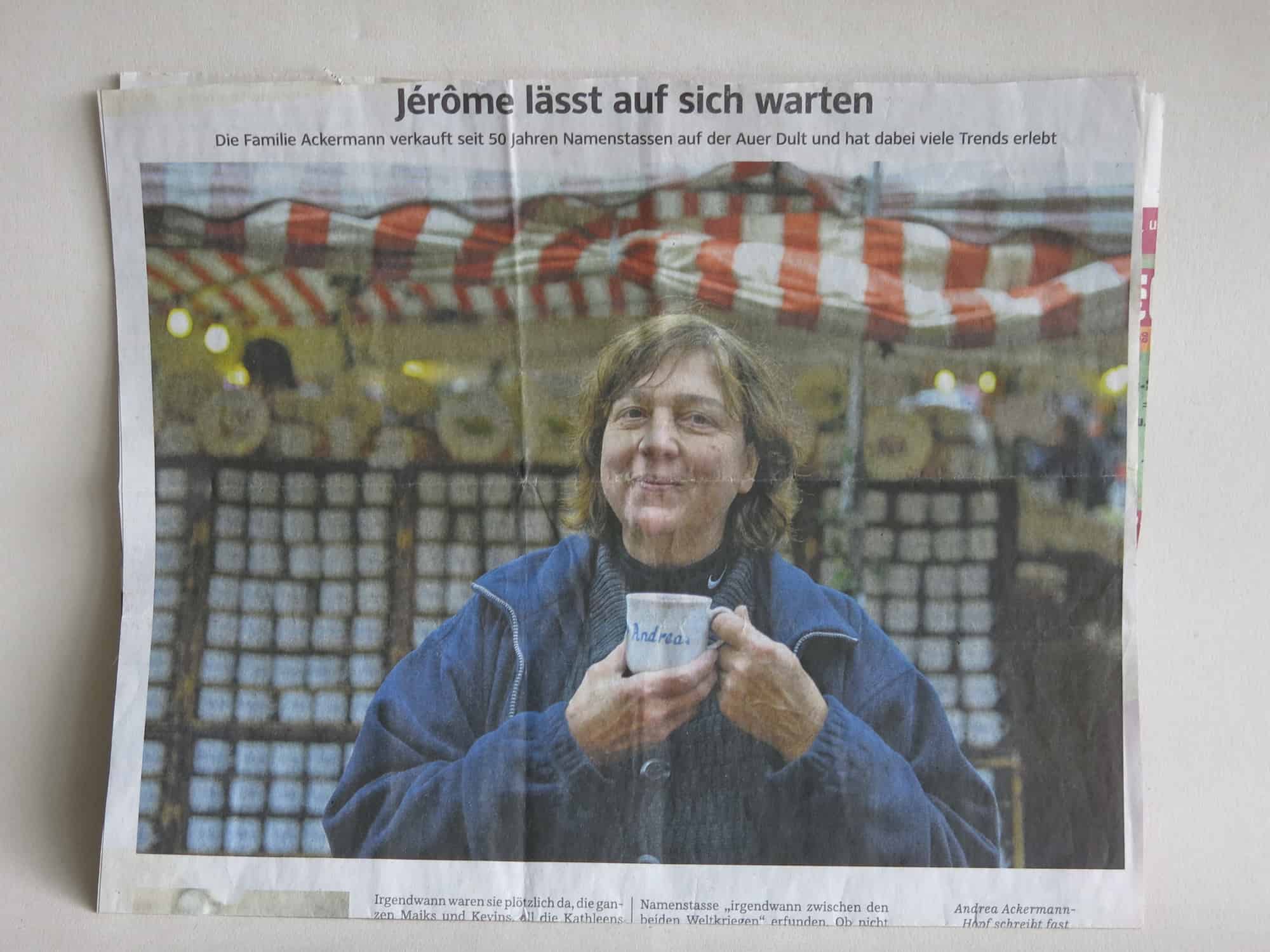 Artikel Süddeutsche Zeitung zum 50igjährigen DultJubiläum Porzellanstand Ackermann 2019 1