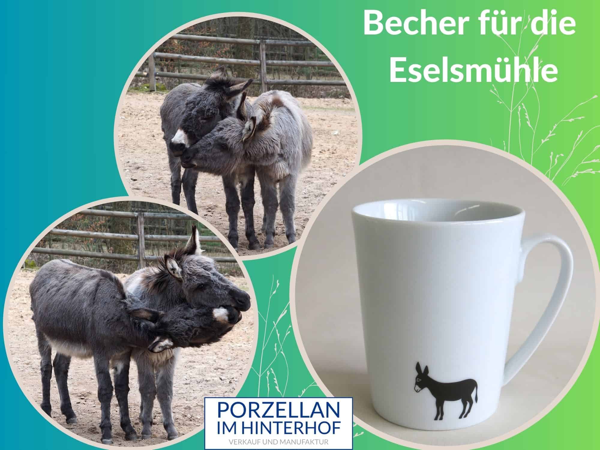 Becher für die Eselsmühle Musdorf mit logo