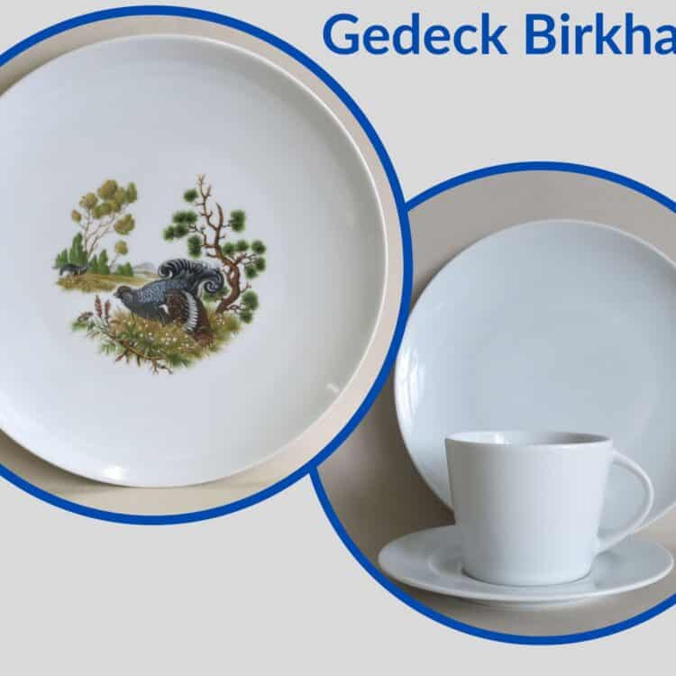 Jagdservice Gedeck Tasse Clio, Teller Ole Wildmotiv Birkhahn