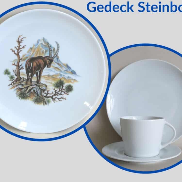 Jagdservice Gedeck Tasse Clio, Teller Ole Wildmotiv Steinbock